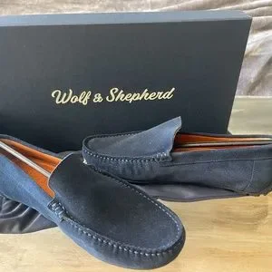 Wolf & Shepherd Navy Gunner Driver NEW Wolf and Shepherd Gunner Driver Loafer Navy Suede 8.5  main image 4